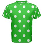 Polka Dots - White on Lime Green Men s Cotton Tee