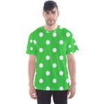 Polka Dots - White on Lime Green Men s Sport Mesh Tee