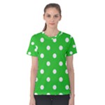 Polka Dots - White on Lime Green Women s Cotton Tee