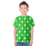 Polka Dots - White on Lime Green Kid s Cotton Tee