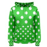 Polka Dots - White on Lime Green Women s Pullover Hoodie