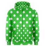 Polka Dots - White on Lime Green Men s Zipper Hoodie