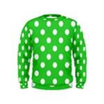 Polka Dots - White on Lime Green Kid s Sweatshirt