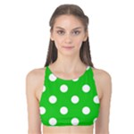 Polka Dots - White on Lime Green Tank Bikini Top