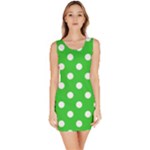 Polka Dots - White on Lime Green Bodycon Dress