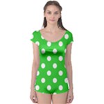 Polka Dots - White on Lime Green Boyleg Leotard (Ladies)