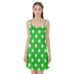 Polka Dots - White on Lime Green Satin Night Slip