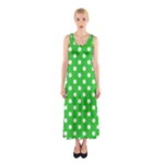 Polka Dots - White on Lime Green Full Print Maxi Dress