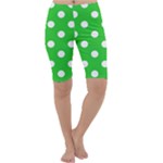 Polka Dots - White on Lime Green Cropped Leggings