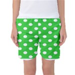 Polka Dots - White on Lime Green Women s Basketball Shorts