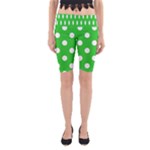 Polka Dots - White on Lime Green Yoga Cropped Leggings