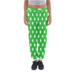 Polka Dots - White on Lime Green Women s Jogger Sweatpants