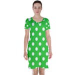 Polka Dots - White on Lime Green Short Sleeve Nightdress