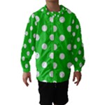 Polka Dots - White on Lime Green Hooded Wind Breaker (Kids)