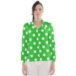 Polka Dots - White on Lime Green Wind Breaker (Women)