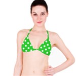 Polka Dots - White on Lime Green Bikini Top