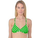 Polka Dots - White on Lime Green Reversible Tri Bikini Top