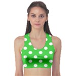 Polka Dots - White on Lime Green Women s Sports Bra