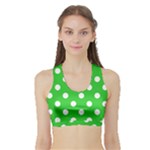 Polka Dots - White on Lime Green Women s Sports Bra with Border