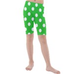 Polka Dots - White on Lime Green Kid s Mid Length Swim Shorts