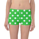 Polka Dots - White on Lime Green Boyleg Bikini Bottoms