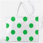 Polka Dots - Dark Pastel Green on White Zipper Large Tote Bag