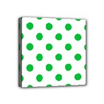 Polka Dots - Dark Pastel Green on White Mini Canvas 4  x 4  (Stretched)