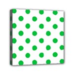 Polka Dots - Dark Pastel Green on White Mini Canvas 6  x 6  (Stretched)