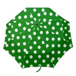 Polka Dots - White on Green Folding Umbrella