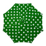 Polka Dots - White on Green Golf Umbrella