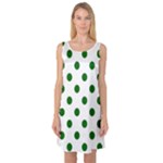 Polka Dots - Dark Green on White Sleeveless Satin Nightdress