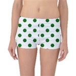 Polka Dots - Dark Green on White Boyleg Bikini Bottoms