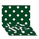 Polka Dots - White on Forest Green LOVE Bottom 3D Greeting Card (7x5)