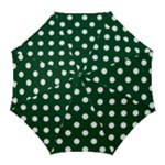 Polka Dots - White on Forest Green Golf Umbrella