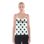 Polka Dots - Forest Green on White Spaghetti Strap Top