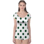 Polka Dots - Forest Green on White Boyleg Leotard (Ladies)