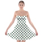 Polka Dots - Forest Green on White Strapless Bra Top Dress