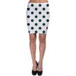 Polka Dots - Forest Green on White Bodycon Skirt