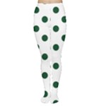 Polka Dots - Forest Green on White Women s Tights