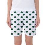 Polka Dots - Forest Green on White Women s Basketball Shorts