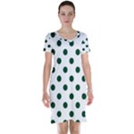 Polka Dots - Forest Green on White Short Sleeve Nightdress