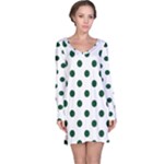 Polka Dots - Forest Green on White Long Sleeve Nightdress