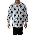 Polka Dots - Forest Green on White Hooded Wind Breaker (Kids)