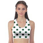 Polka Dots - Forest Green on White Women s Sports Bra