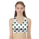 Polka Dots - Forest Green on White Women s Sports Bra with Border