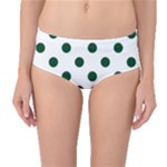 Polka Dots - Forest Green on White Mid-Waist Bikini Bottoms