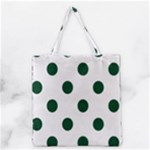 Polka Dots - Forest Green on White Grocery Tote Bag