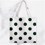 Polka Dots - Forest Green on White Zipper Grocery Tote Bag