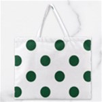 Polka Dots - Forest Green on White Zipper Large Tote Bag