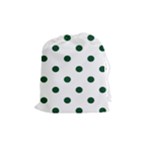 Polka Dots - Forest Green on White Drawstring Pouch (M)